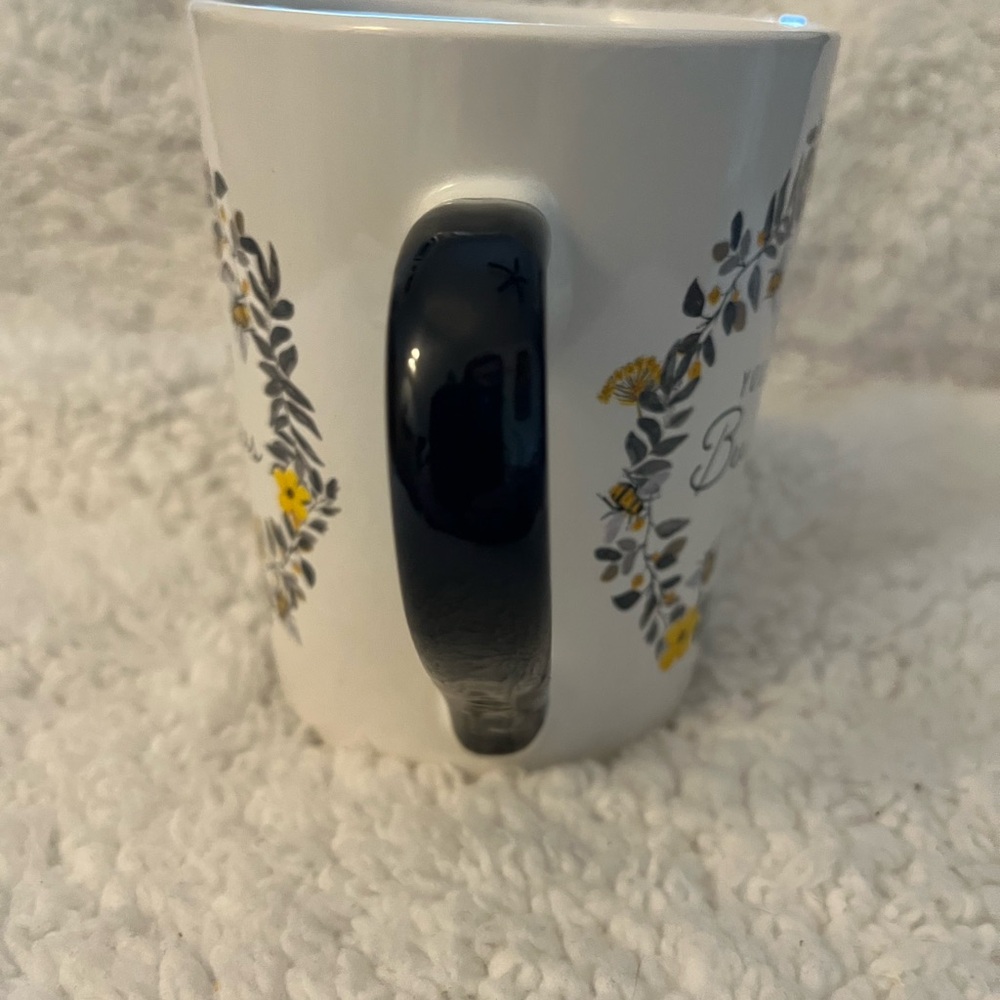 ‘ You Are The Bees Knees’ Floral Mug with Bees, Black Handle by Royal Norfolk - Picture 3 of 9